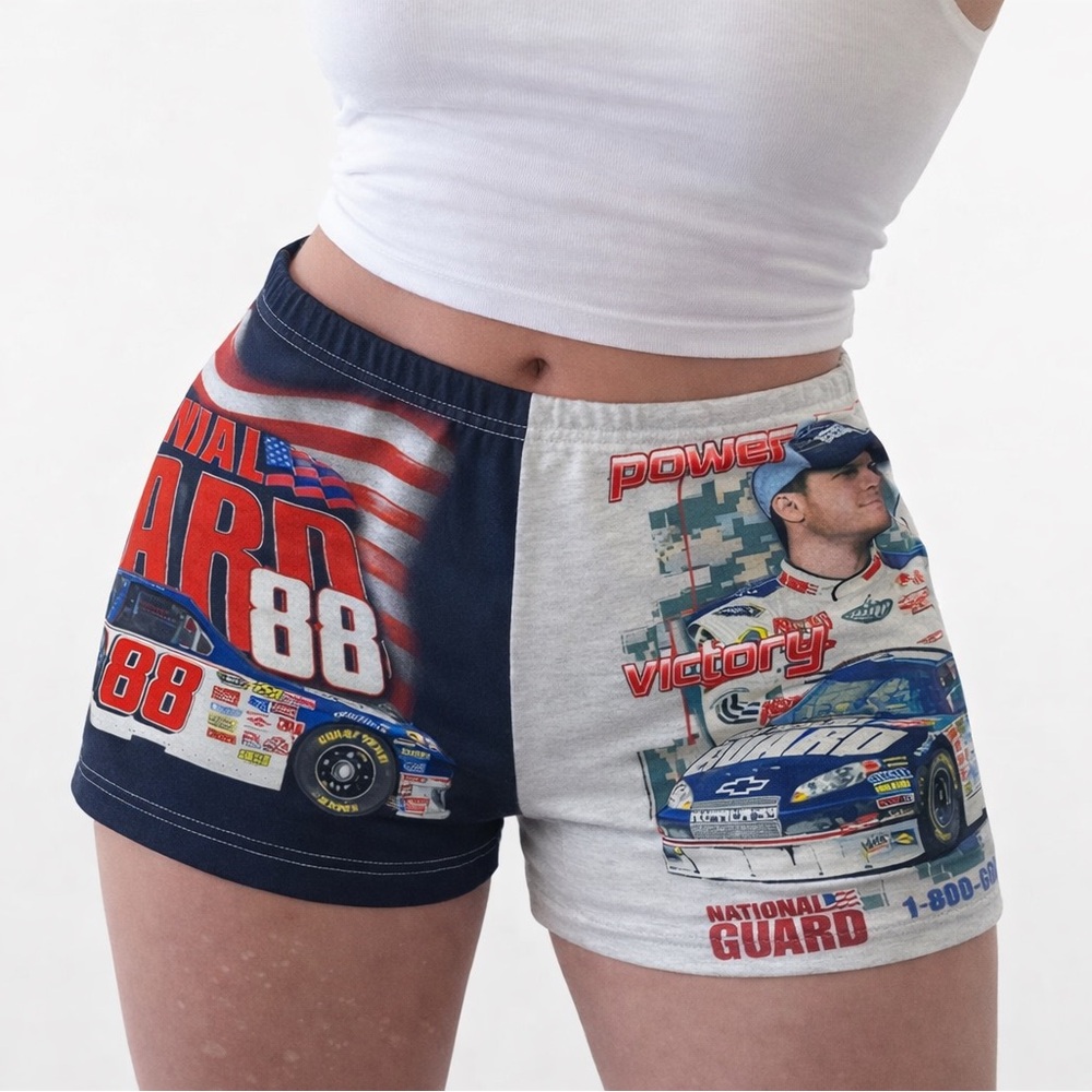 Reworked nascar t shirt biker shorts